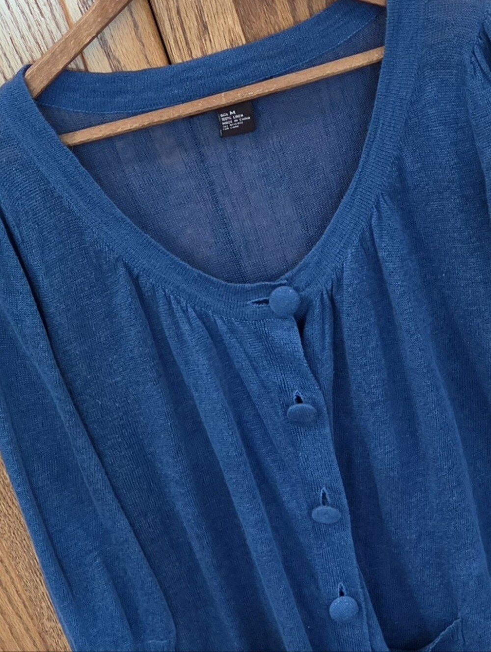 Central Park West 100% Linen Blue Lightweight Knit Cardigan Size M
